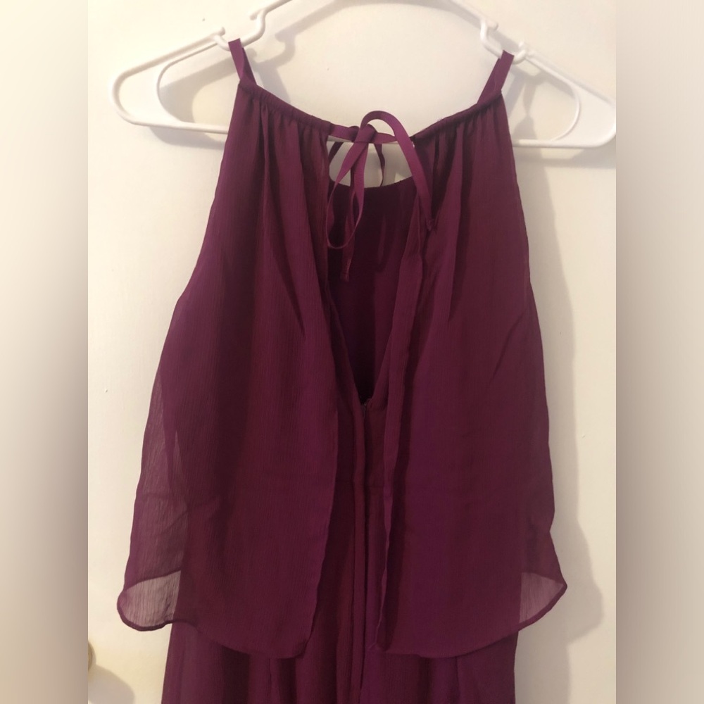 Sleeveless Wine sangria halter flowy prom evening formal long dress size 8 - Picture 5 of 9